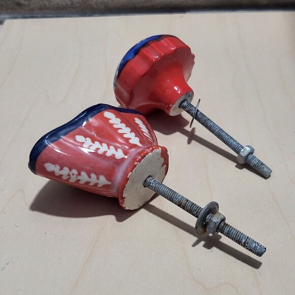 Two Decorative Multi Colored Ceramic Drawer Cabinet Knobs - Picture 4 of 10